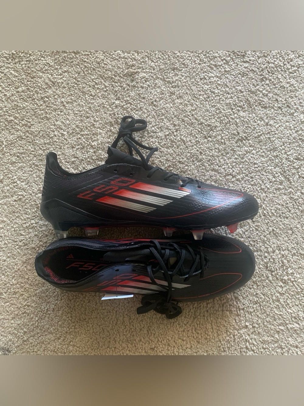 adidas Black and Red Speed Soccer Cleats
